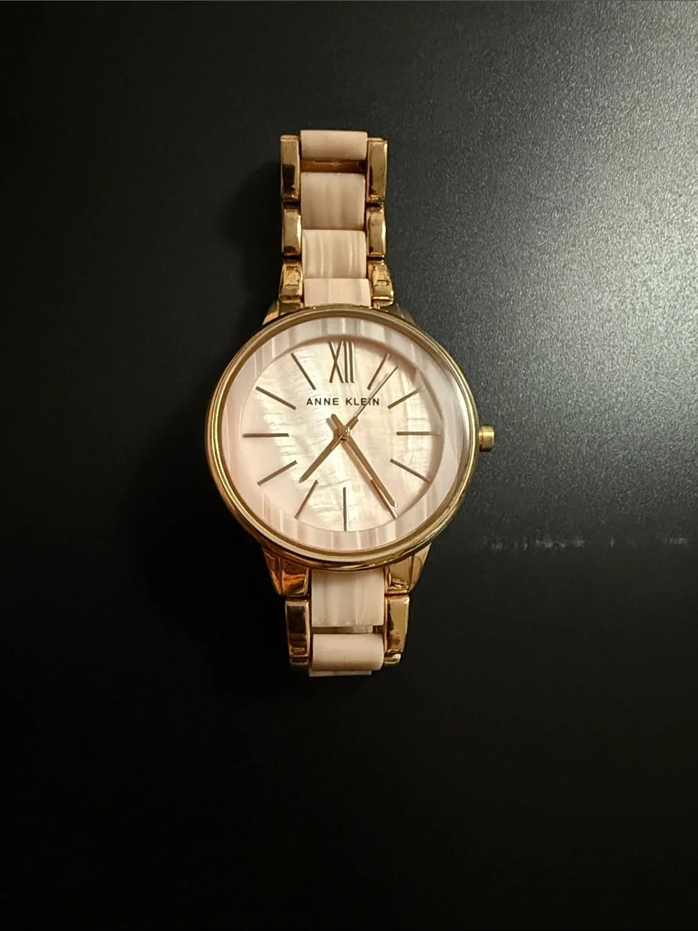 Anne Klein Rose Pink and Gold Round Dial Bracelet Watch